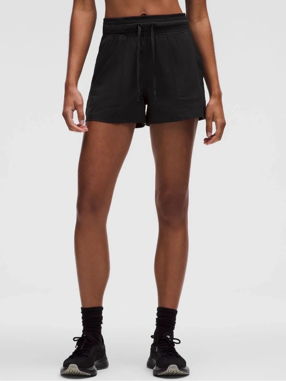Black Athletic Shorts with Drawstring Waist